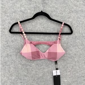 NWT ViX Paula Hermanny Pink Evie Duchese Beads Luli Bikini Top Size MEDIUM